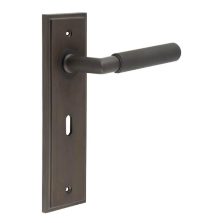 Frelan Piccadilly Door Handle Lock Backplate Dark Bronze
