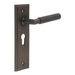 Frelan Piccadilly Door Handle Euro Backplate Dark Bronze