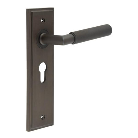 Frelan Piccadilly Door Handle Euro Backplate Dark Bronze