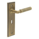 Frelan Piccadilly Door Handle Lock Backplate Antique Brass