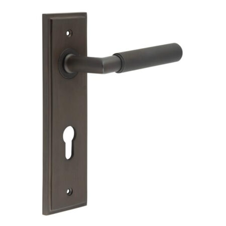 Frelan Piccadilly Door Handle Din Euro Backplate Dark Bronze