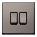 Eurolite Concealed 3mm 2 Gang 10Amp 2Way Switch - Black Nickel Eurolite Concealed 3mm 2 Gang 10Amp 2Way Switch - Black Nickel (ECBN2SWB)