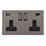 Eurolite Concealed 3mm Concealed 3Mm 2 Gang Usbc Socket - Black Nickel Eurolite Concealed 3mm Concealed 3Mm 2 Gang Usbc Socket - Black Nickel (ECBN2USBCB)