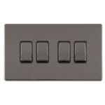 Eurolite Concealed 3mm 4 Gang 10Amp 2Way Switch - Black Nickel Eurolite Concealed 3mm 4 Gang 10Amp 2Way Switch - Black Nickel (ECBN4SWB)