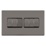 Eurolite Concealed 3mm 6 Gang 10Amp 2Way Switch - Black Nickel Eurolite Concealed 3mm 6 Gang 10Amp 2Way Switch - Black Nickel (ECBN6SWB)