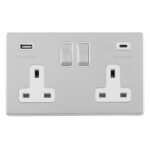Eurolite Concealed 3mm Concealed 3Mm 2 Gang Usbc Socket - Polished Chrome Eurolite Concealed 3mm Concealed 3Mm 2 Gang Usbc Socket - Polished Chrome (ECPC2USBCW)