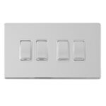 Eurolite Concealed 3mm 4 Gang 10Amp 2Way Switch - Polished Chrome Eurolite Concealed 3mm 4 Gang 10Amp 2Way Switch - Polished Chrome (ECPC4SWW)