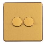 Eurolite 2 Gang Dimmer - Satin brass Eurolite 2 Gang Dimmer - Satin brass (ECSB2DLED)
