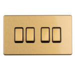 Eurolite Concealed 3mm 4 Gang 2Way Switch - Satin Brass Eurolite Concealed 3mm 4 Gang 2Way Switch - Satin Brass (ECSB4SWB)