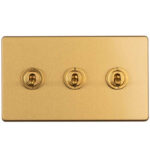 Eurolite Concealed 3mm 3 Gang 2 Way Toggle Switch - Satin Brass Eurolite Concealed 3mm 3 Gang 2 Way Toggle Switch - Satin Brass (ECSBT3SW)