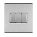 Eurolite Concealed 3mm 3 Gang 10Amp 2Way Switch - Stainless Steel Eurolite Concealed 3mm 3 Gang 10Amp 2Way Switch - Stainless Steel (ECSS3SWW)