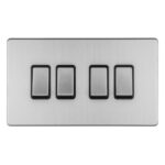 Eurolite Concealed 3mm 4 Gang 10Amp 2Way Switch - Stainless Steel Eurolite Concealed 3mm 4 Gang 10Amp 2Way Switch - Stainless Steel (ECSS4SWB)