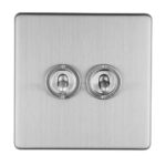 Eurolite Concealed 3mm 2 Gang 10Amp 2Way Toggle Switch Satin Stainless Plate - Stainless Steel Eurolite Concealed 3mm 2 Gang 10Amp 2Way Toggle Switch Satin Stainless Plate - Stainless Steel (ECSST2SW)