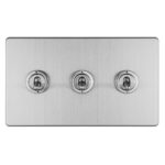 Eurolite Concealed 3mm 3 Gang 10Amp 2Way Toggle Switch Satin Stainless Plate - Stainless Steel Eurolite Concealed 3mm 3 Gang 10Amp 2Way Toggle Switch Satin Stainless Plate - Stainless Steel (ECSST3SW)