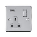 Eurolite Enhance Decorative 1 Gang Usb Socket - Polished Chrome Eurolite Enhance Decorative 1 Gang Usb Socket - Polished Chrome (EN1USBPCG)