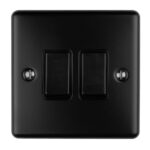 Eurolite Enhance Decorative 2 Gang Switch - Matt Black Eurolite Enhance Decorative 2 Gang Switch - Matt Black (EN2SWMBB)