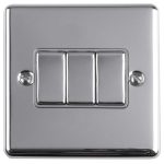 Eurolite Enhance Decorative 3 Gang Switch - Polished Chrome Eurolite Enhance Decorative 3 Gang Switch - Polished Chrome (EN3SWPCG)
