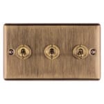 Eurolite Enhance Decorative 3 Gang Toggle Switch - Antique Eurolite Enhance Decorative 3 Gang Toggle Switch - Antique (ENT3SWABB)