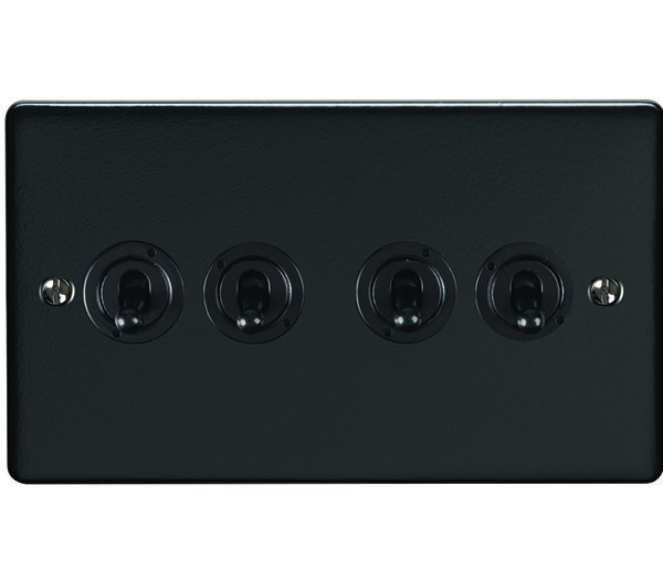Eurolite Enhance Decorative 4 Gang Toggle Switch - Matt Black Eurolite Enhance Decorative 4 Gang Toggle Switch - Matt Black (ENT4SWMBB)