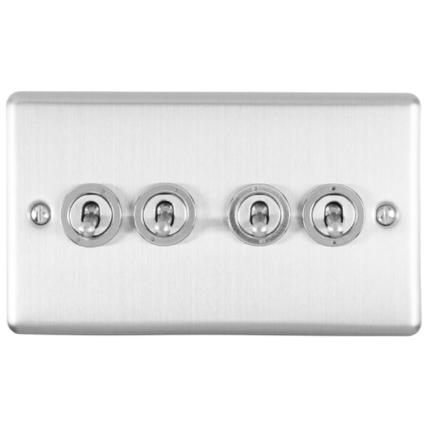 Eurolite Enhance Decorative 4 Gang Toggle Switch - Satin Stainless Eurolite Enhance Decorative 4 Gang Toggle Switch - Satin Stainless (ENT4SWSS)