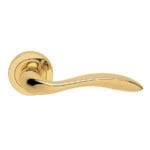 Giava Lever on Round Rose in Polished Brass (GI5)