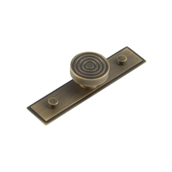 Frelan Murray Cupboard Knobs 40mm Stepped Backplate Antique Brass
