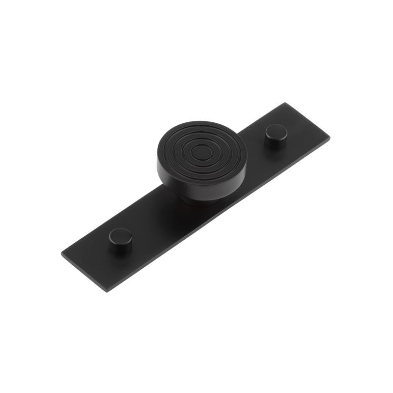 hox-1140mb-5090mb.jpg Frelan Murray Cupboard Knobs 40mm Plain Backplate Black - Image 1