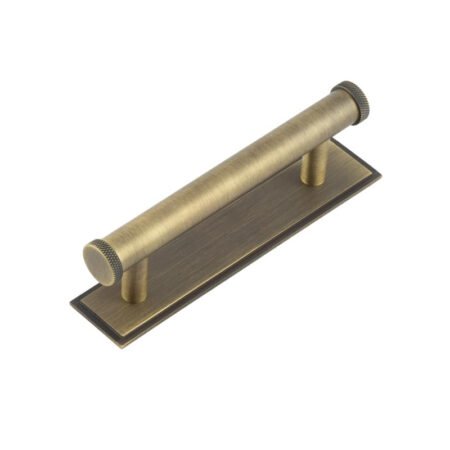 Frelan Hoxton Wenlock Cabinet Handles 96mm Ctrs Stepped Backplate Antique Brass