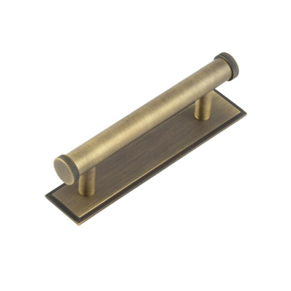Frelan Hoxton Wenlock Cabinet Handles 96mm Ctrs Stepped Backplate Antique Brass