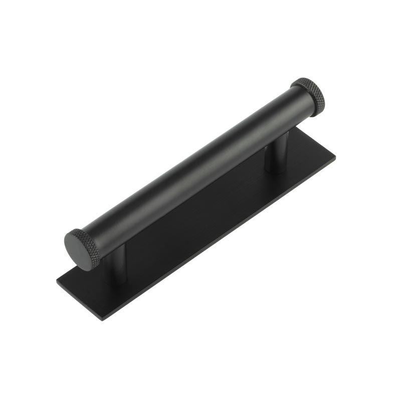 hox-150mb-5050mb.jpg Frelan Hoxton Wenlock Cabinet Handles 96mm Ctrs Plain Backplate Matt Black - Image 1