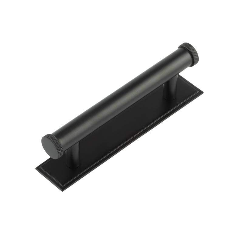 hox-150mb-6050mb.jpg Frelan Hoxton Wenlock Cabinet Handles 96mm Ctrs Stepped Backplate Matt Black - Image 1