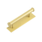 Frelan Hoxton Wenlock Cabinet Handles 96mm Ctrs Plain Backplate Satin Brass