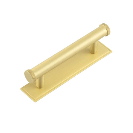Frelan Hoxton Wenlock Cabinet Handles 96mm Ctrs Stepped Backplate Satin Brass