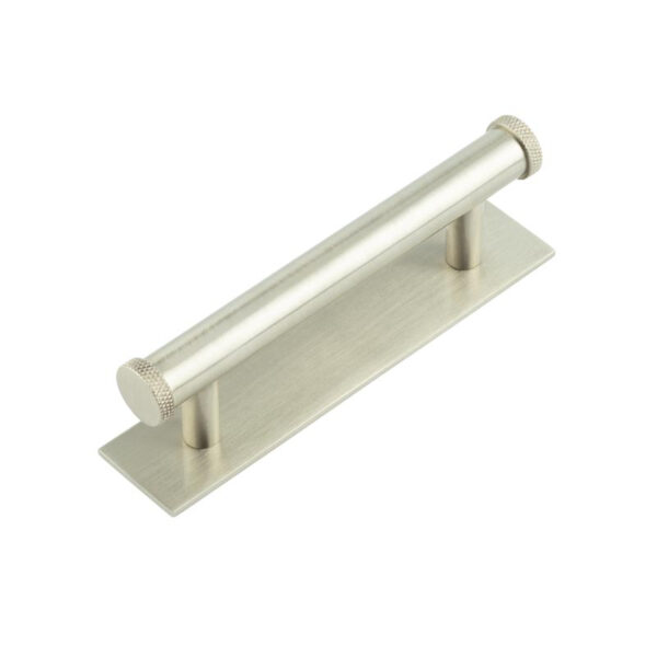 Frelan Hoxton Wenlock Cabinet Handles 96mm Ctrs Plain Backplate Satin Nickel