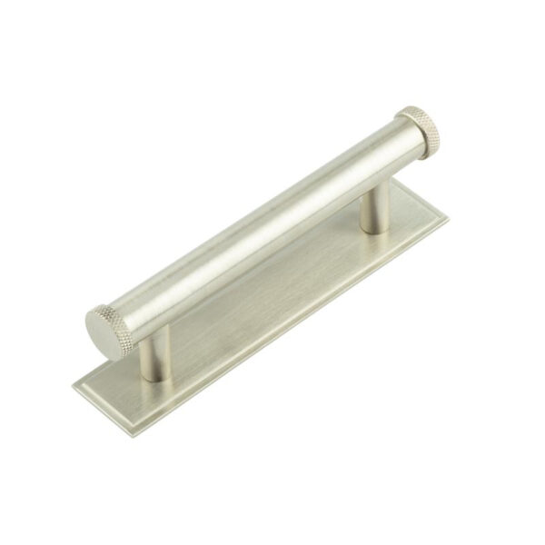 Frelan Hoxton Wenlock Cabinet Handles 96mm Ctrs Stepped Backplate Satin Nickel