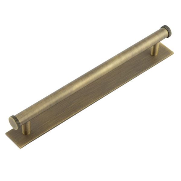 Frelan Hoxton Wenlock Cabinet Handles 224mm Ctrs Plain Backplate Antique Brass