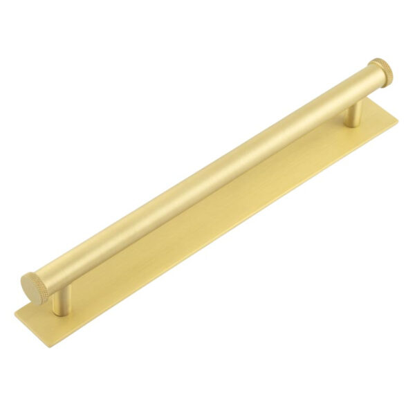 Frelan Hoxton Wenlock Cabinet Handles 224mm Ctrs Plain Backplate Satin Brass