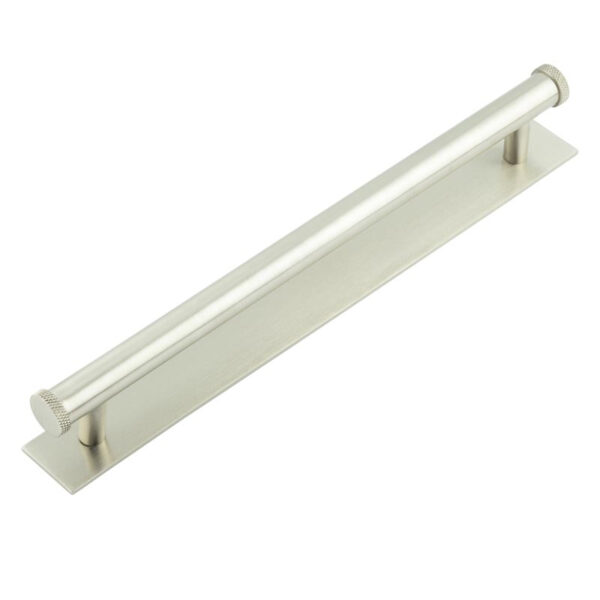 Frelan Hoxton Wenlock Cabinet Handles 224mm Ctrs Plain Backplate Satin Nickel