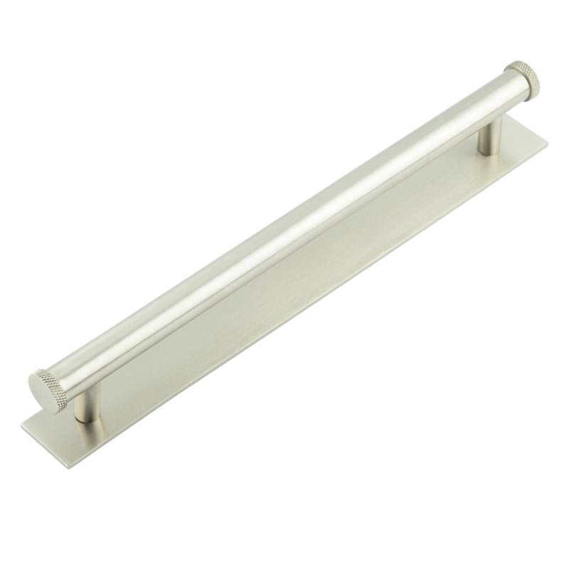 hox-160sn-5060sn.jpg Frelan Hoxton Wenlock Cabinet Handles 224mm Ctrs Plain Backplate Satin Nickel - Image 1