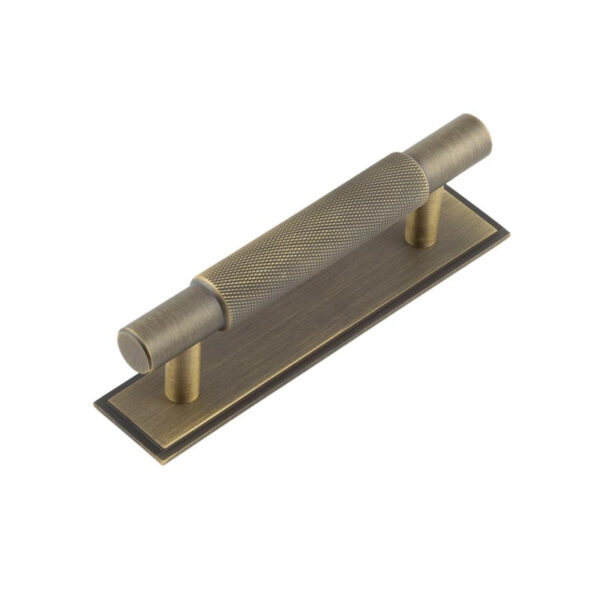Frelan Hoxton Taplow Cabinet Handles 96mm Ctrs Stepped Backplate Antique Brass