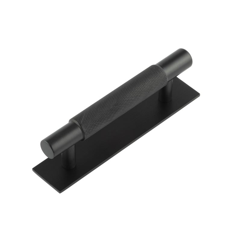 hox-2050mb-5050mb.jpg Frelan Hoxton Taplow Cabinet Handles 96mm Ctrs Plain Backplate Matt Black - Image 1