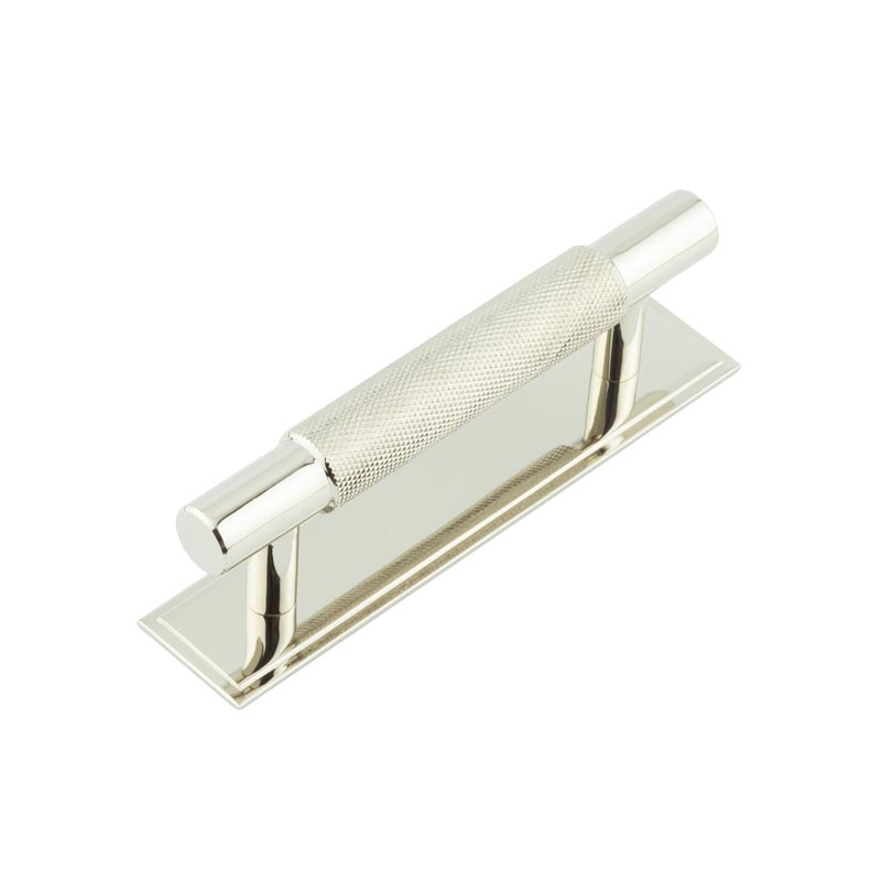 hox-2050pn-6050pn.jpg Frelan Hoxton Taplow Cabinet Handles 96mm Ctrs Stepped Backplate Polished Nickel - Image 1