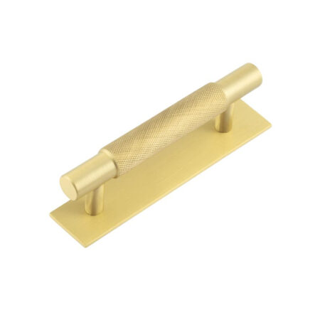 Frelan Hoxton Taplow Cabinet Handles 96mm Ctrs Plain Backplate Satin Brass