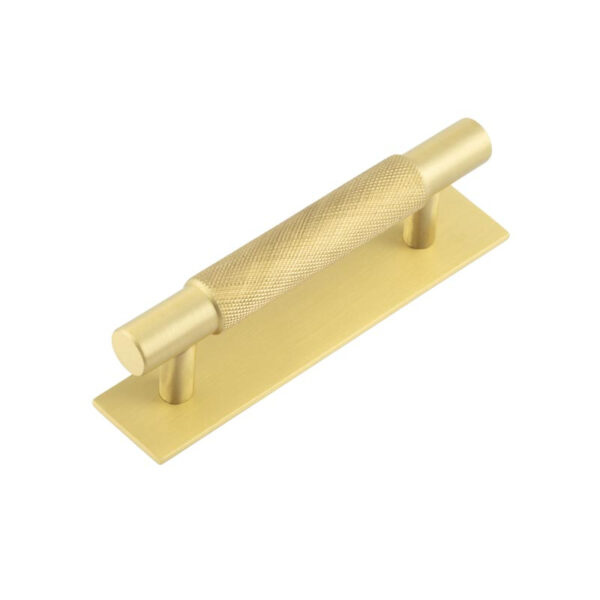 Frelan Hoxton Taplow Cabinet Handles 96mm Ctrs Plain Backplate Satin Brass