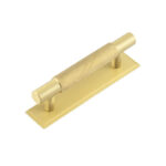 Frelan Hoxton Taplow Cabinet Handles 96mm Ctrs Stepped Backplate Satin Brass