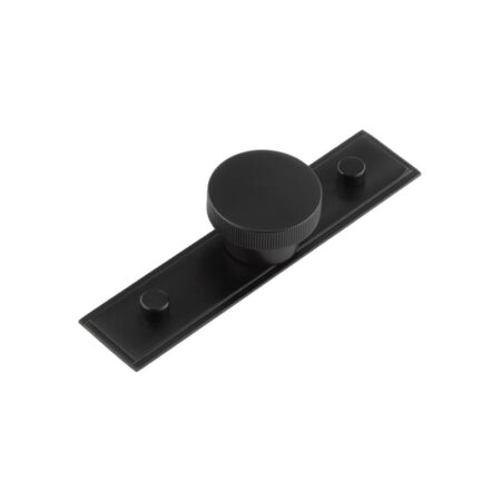 Frelan Thaxted Cupboard Knobs 40mm Stepped Backplate Black