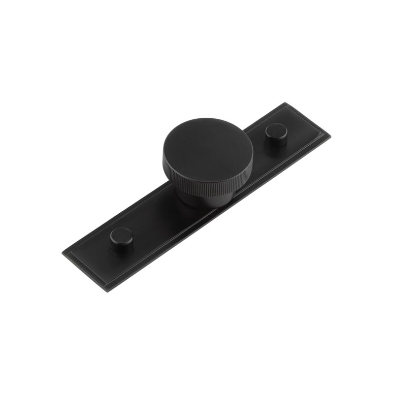 hox-240mb-6090mb.jpg Frelan Thaxted Cupboard Knobs 40mm Stepped Backplate Black - Image 1
