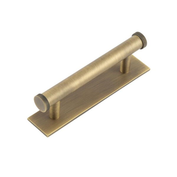 Frelan Hoxton Thaxted Cabinet Handles 96mm Ctrs Plain Backplate Antique Brass