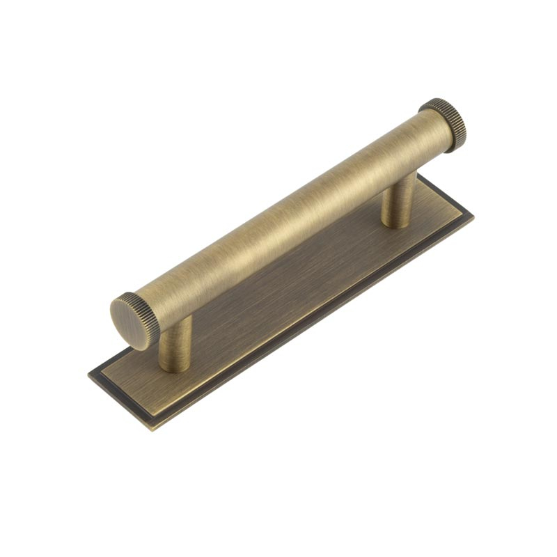 hox-250ab-6050ab.jpg Frelan Hoxton Thaxted Cabinet Handles 96mm Ctrs Stepped Backplate Antique Brass - Image 1