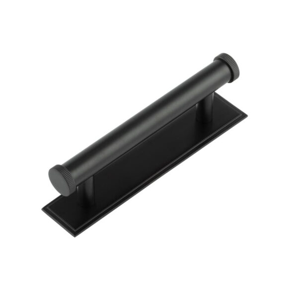 Frelan Hoxton Thaxted Cabinet Handles 96mm Ctrs Stepped Backplate Matt Black